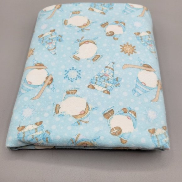 I Love Sn Gnomies Blue Flannel Fabric Shelly Comiskey Henry Glass 1.5 Yards - Picture 2 of 5